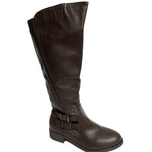 Style & Co. Womens New Milah Brown Almond Strap Zippper Toe Knee High Boots 6.5M